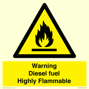 Warning diesel fuel Highly Flammable